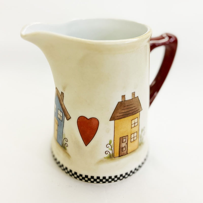 Leiteira de porcelana pintada a mão casinhas