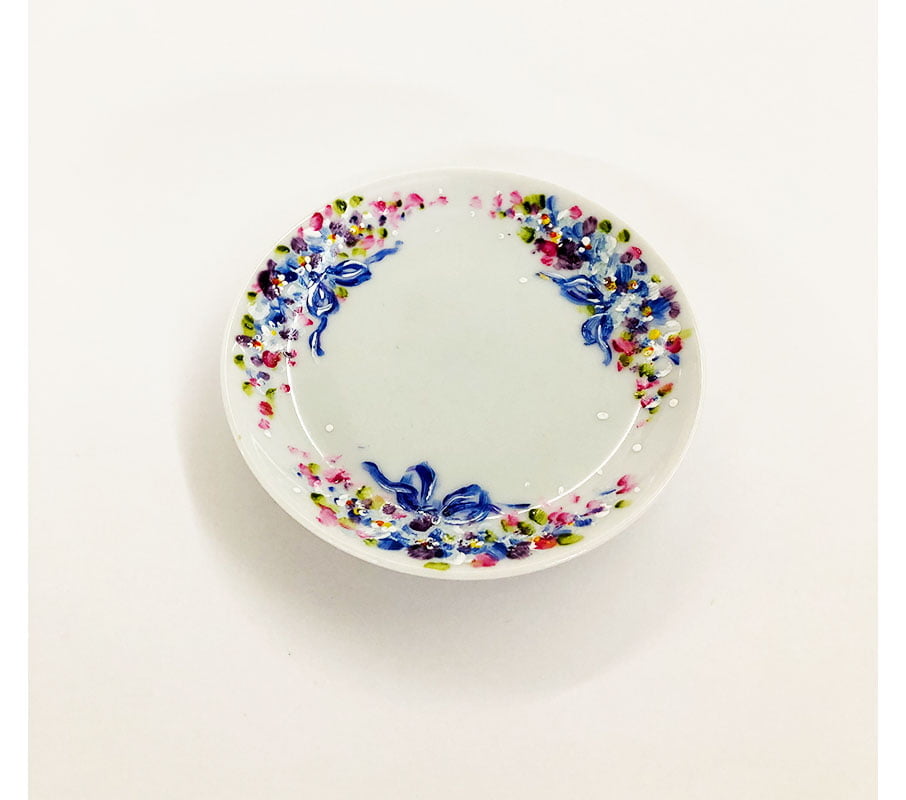 Mini pratinho de cerâmica laço azul