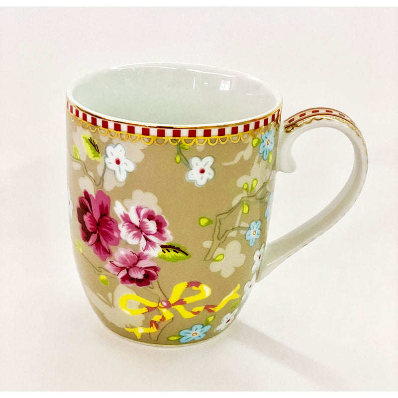 Caneca pequena chinese bege - floral