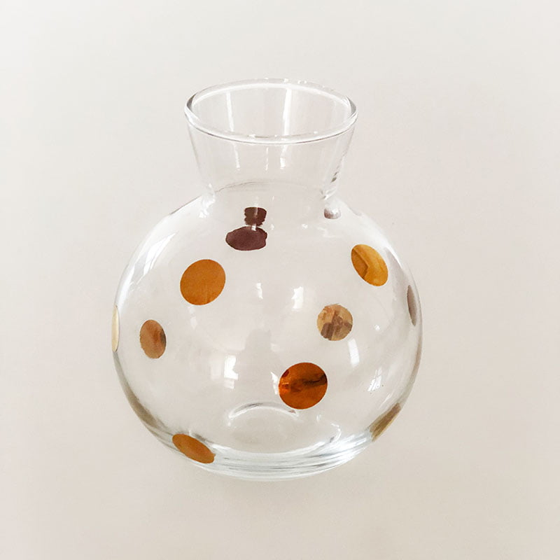 Mini jarra de vidro poás dourados
