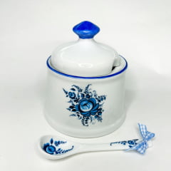 Açucareiro de porcelana flor azul