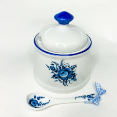 Açucareiro de porcelana flor azul