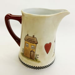 Leiteira de porcelana pintada a mão casinhas