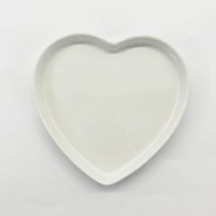 Prato de porcelana coração branco