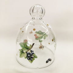 Mini redoma de vidro decorada moranguinhos
